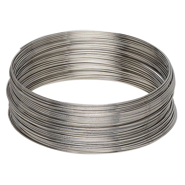 Memory wire, stainless steel, 2-1/4 inch bracelet, 0.65-0.75mm thick. Sold per 1-ounce pkg, approximately 50 loops. image number 0