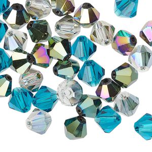 Bead mix 40pk 16 facets ocean, Celestial Crystal® 8mm bicone