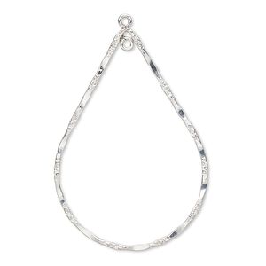 Focal, sterling silver-filled, 41x29mm double-sided hammered and textured open teardrop with loop. Sold individually.