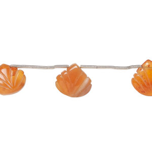 Carnelian 1pkg7, hand-cut top-drilled carved leaf bead, 8x7mm-14x11mm medium to dark