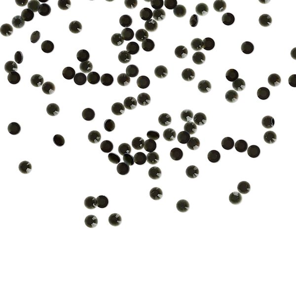 Flat back, VINTAGE Crystal™, opaque jet, foil back, round rose (2028), SS6. Sold per pkg of 144. image number 0