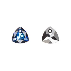 Drop 48pk crystal Bermuda blue P, Swarovski® 10.5mm pendant trilliant cut 6434