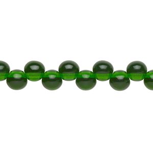 Bead, Preciosa, Czech pressed glass druk, transparent emerald green, 6mm top-drilled round. Sold per pkg of 30.