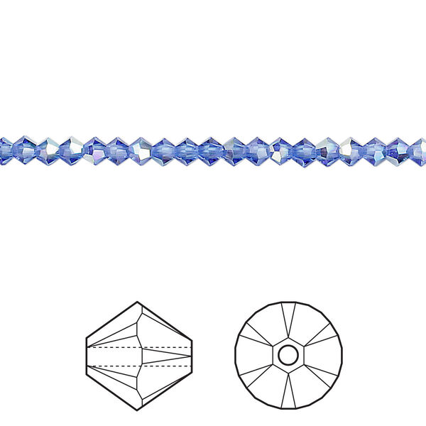 Bead 144pk sapphire AB, Crystal Passions® 3mm bicone 5328 image number 0