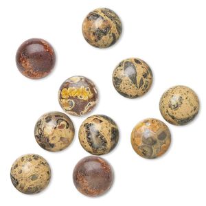 Leopardskin jasper 1pkg10, calibrated round cab natural 10mm