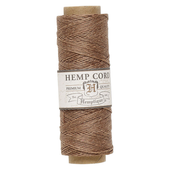 Cord, Hemptique®, polished hemp, light brown, 0.5mm diameter, 10-pound test. Sold per 205-foot spool. image number 0
