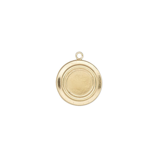 Drop, 14Kt gold-filled, 13mm single-sided round with 8mm round setting. Sold individually. image number 0