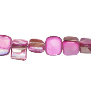 Mother-of-pearl shell 1pkg1, triangle tube bead 15 inch purple / pink 6x5mm-11x9mm