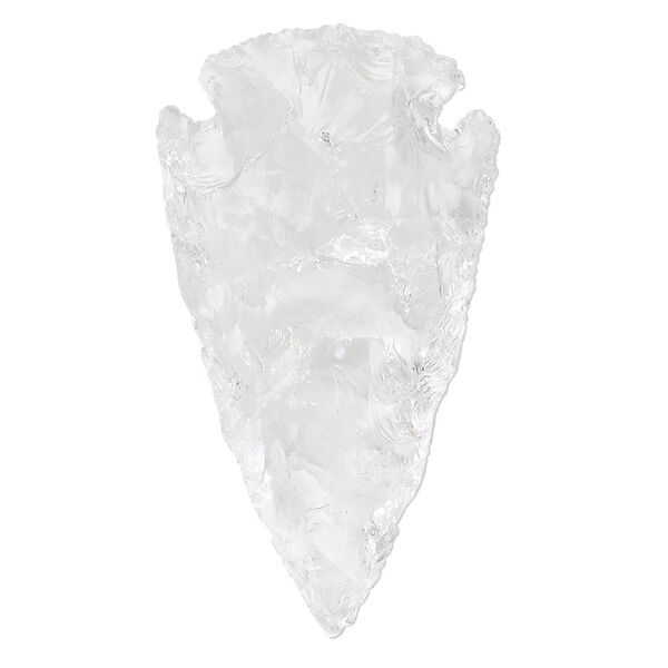 Focal, quartz crystal (natural), 31x19mm to 38x25mm hand-knapped undrilled arrowhead, B- grade, Mohs hardness 7. Sold individually. image number 0