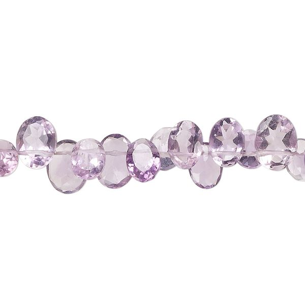 Amethyst 1pkg1, hand-cut top-drilled faceted puffed flat-sided oval bead natural 13 inch 6x4mm-9x7mm image number 0