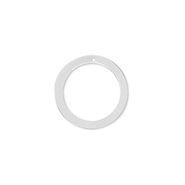 Drop, sterling silver, 18mm open flat round. Sold individually. image number 0