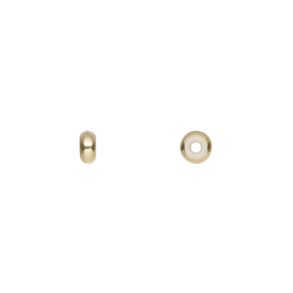 Bead keeper, 14Kt gold-filled and silicone, 5x2mm rondelle. Sold per pkg of 2. image number 0