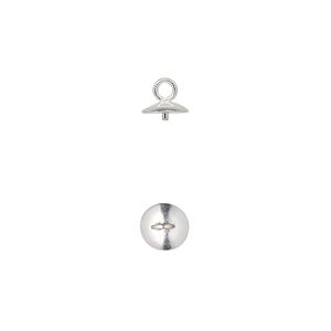 Cup, sterling silver, 6mm cup with 3mm peg, fits 7-10mm bead. Sold per pkg of 4.