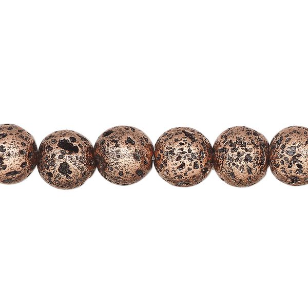 Lava rock 1pkg1, electrocoated round bead 15.5-16 inch 7-8mm image number 0