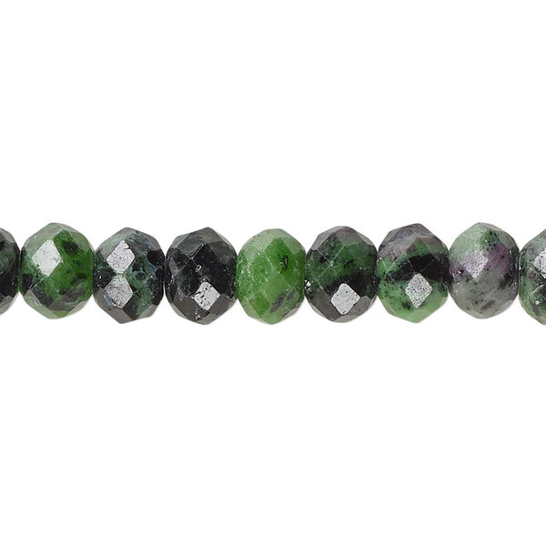 Bead, ruby in zoisite (natural), 8x6mm faceted rondelle with 0.5-1.5mm hole, B grade, Mohs hardness 6 to 7. Sold per 15" to 16" strand. image number 0