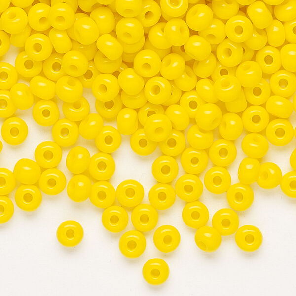 Seed bead, Preciosa Ornela Czech glass, pkg/50g, #6 rocaille, opaque yellow, (83130). image number 0
