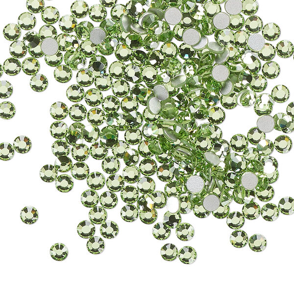 Flat back, Dance With Me™ crystal rhinestone, peridot, foil back, 2.7-2.9mm rose, SS10. Sold per pkg of 144 (1 gross). image number 0