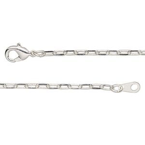 Chain 1pkg1 silver-plated paperclip, 2.3mm / lobster claw clasp, brass 36 inch