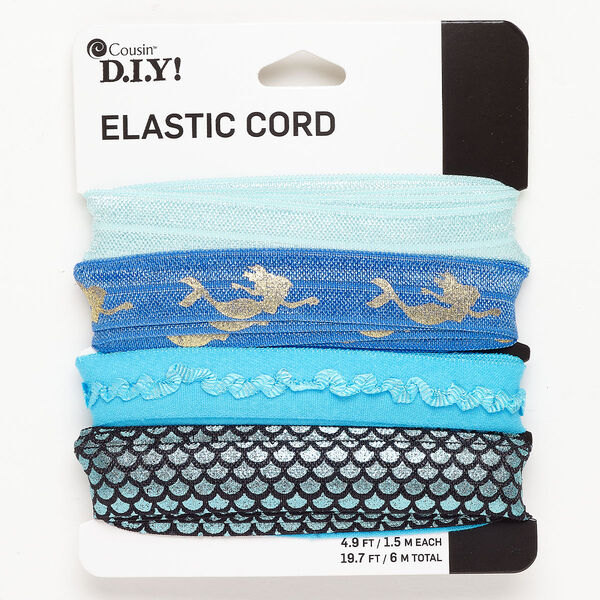 Cord 1pkg4 elastic, 15mm flat, 1.5 meter assortment assorted colors image number 0