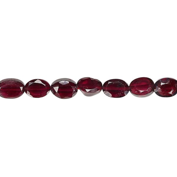 Garnet 1pkg1, hand-cut faceted flat oval bead 15.5-16 inch 6x4mm-7x5mm image number 0