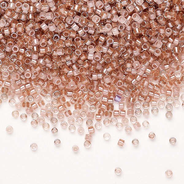 Seed bead mix, Miyuki Delica®, glass, pkg/7.5g, #11 round, translucent inside dyed color luster beige/peony pink mix. image number 0