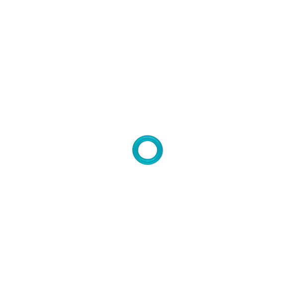 Component, Oh! Ring™, silicone, turquoise blue, 5mm round with 2.5mm hole. Sold per pkg of 500. image number 0