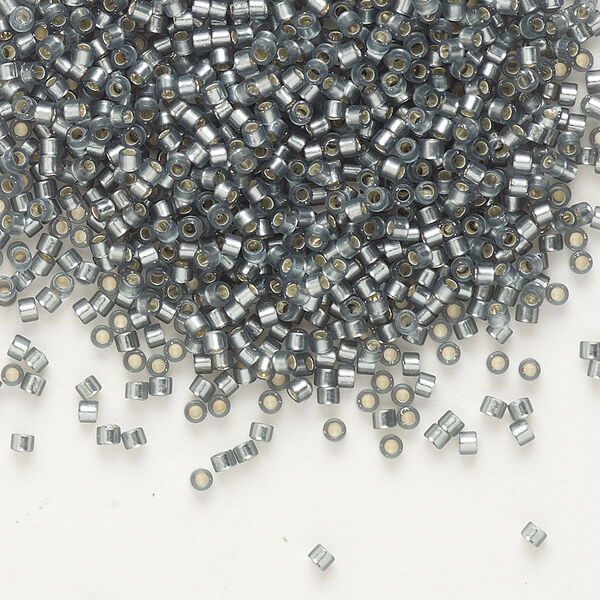 Seed bead, Delica®, glass, pkg/250g, #11 round, translucent semi-matte silver-lined grey (DB-0697). image number 0