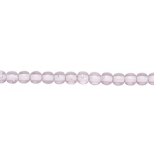 Bead, Czech dipped décor glass druk, translucent lilac, 4mm round with 0.8-1mm hole. Sold per 15-1/2" to 16" strand.