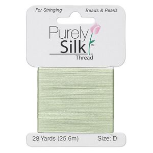 Thread, Purely Silk™, medium green, size D. Sold per 28-yard card.