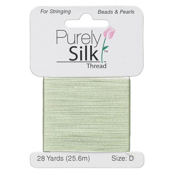 Thread, Purely Silk™, medium green, size D. Sold per 28-yard card. image number 0