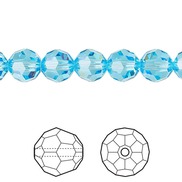 Bead 12pk aquamarine, Crystal Passions® 8mm round 5000 image number 0