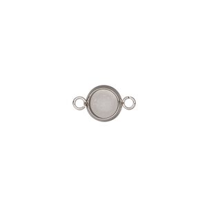 Link, stainless steel, 8mm round with 6mm round setting. Sold per pkg of 4.
