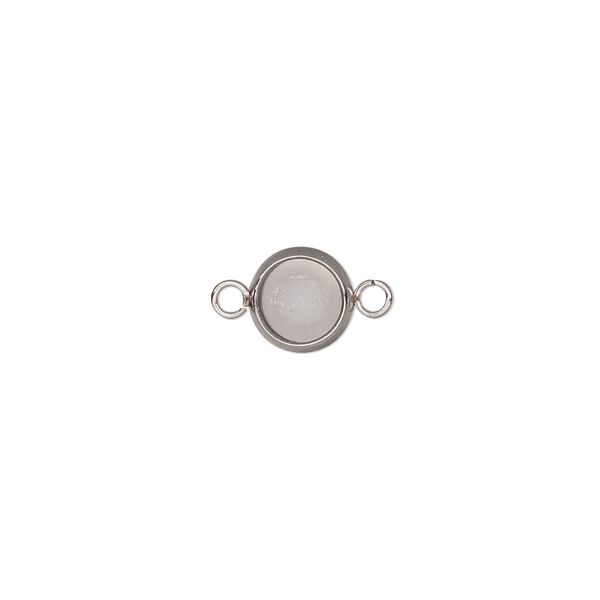 Link, stainless steel, 8mm round with 6mm round setting. Sold per pkg of 4. image number 0