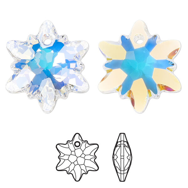 Drop 18pk crystal AB, Swarovski® 28mm pendant edelweiss 6748 image number 0