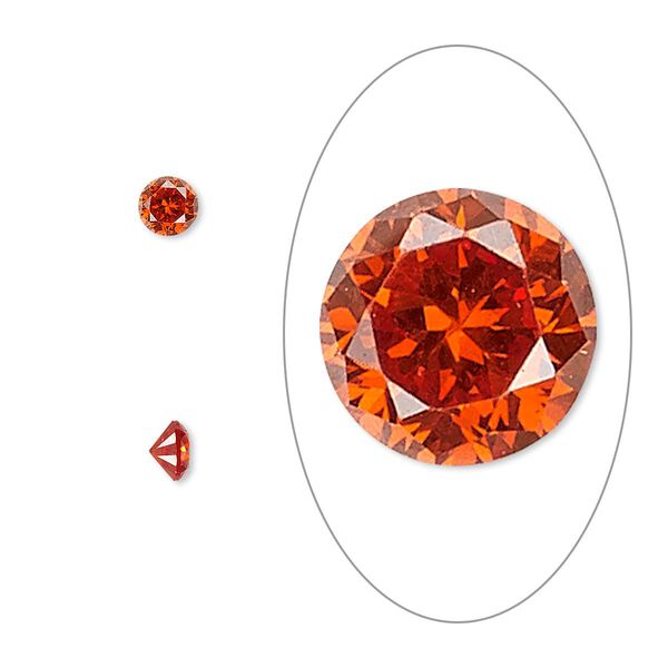 Gem, cubic zirconia, ruby red, 4mm faceted round, Mohs hardness 8-1/2. Sold per pkg of 5. image number 0