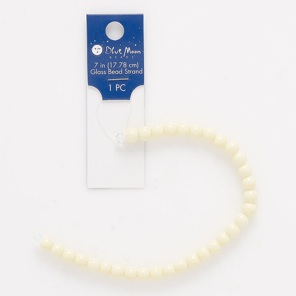 Bead, coated glass, cream, 6mm round. Sold per 7-inch strand. image number 0