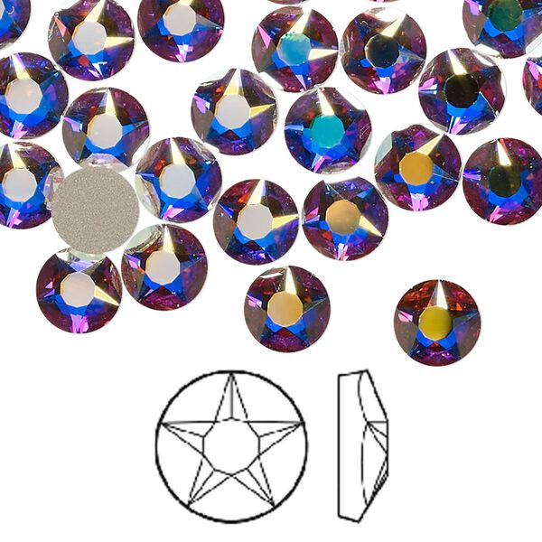 Flat back 144pk crystal AB foil back, Swarovski® 7.07-7.27mm round SS34 2100 image number 0