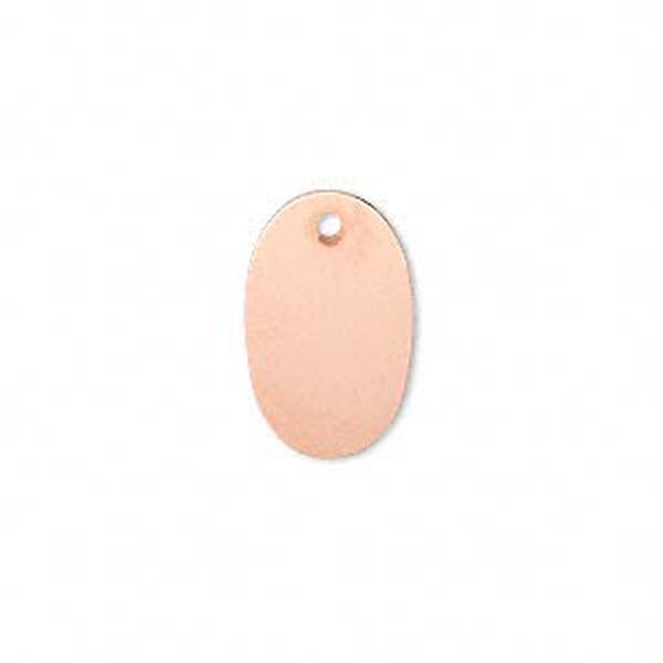 Drop, copper-plated brass, 19x11mm double-sided oval. Sold per pkg of 6. image number 0