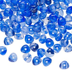 Bead, Czech pressed glass, translucent cobalt blue, 6x4mm freeform rondelle. Sold per 1-ounce pkg, approximately 170 beads.
