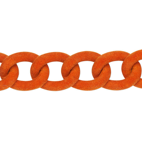 Chain, aluminum, flocked orange, 13mm curb. Sold per pkg of 24 inches. image number 0