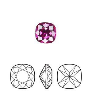 Fancy stone 144pk fuchsia foil back, Preciosa MAXIMA Czech crystal rhinestone 10mm cushion square