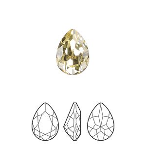 Fancy stone 1pkg2 jonquil foil back, Preciosa MAXIMA Czech crystal rhinestone 14x10mm pear