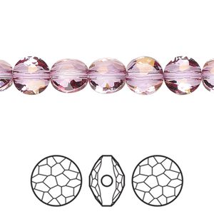 Bead 4pk dark rose, Crystal Passions® 8mm puffed round 5034