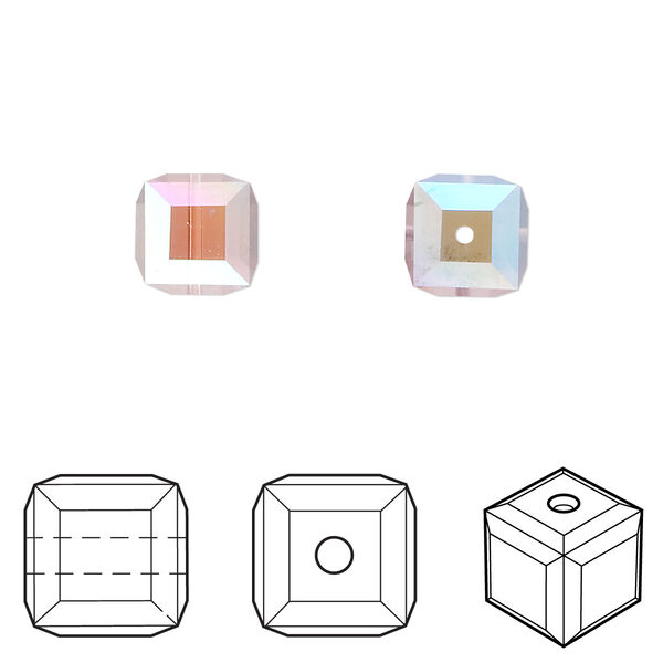 Bead 6pk light amethyst AB, Crystal Passions® 8mm cube 5601 image number 0