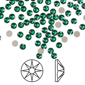 Flat back 1440pk majestic green foil back, Swarovski® 3-3.2mm rose round SS12 2088