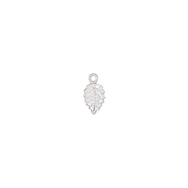 Charm, sterling silver, 7.5x5mm single-sided flat leaf. Sold individually. image number 0