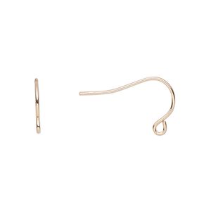 Ear wire fishhook 1pkg4 rose gold-plated sterling silver, 11mm / open loop, 21 gauge 2 pair