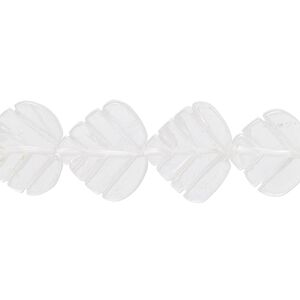 Quartz crystal 1pkg1, hand-cut carved leaf bead natural 15.5-16 inch 13x11mm-16x14mm