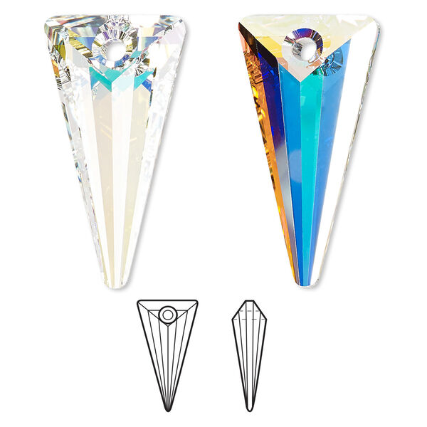 Drop 1pk crystal AB, Crystal Passions® 28x14mm pendant spike 6480 image number 0