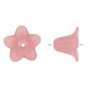 Component, acrylic, translucent frosted pink, 17x12mm flower. Sold per pkg of 100.